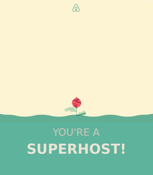 Airbnb Superhost confirmation — You're a Superhost!